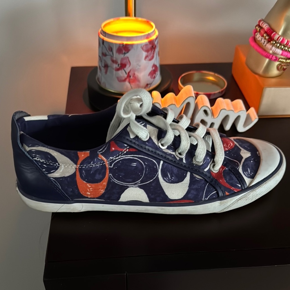 Stylish Blue and Orange Patterned Sneakers